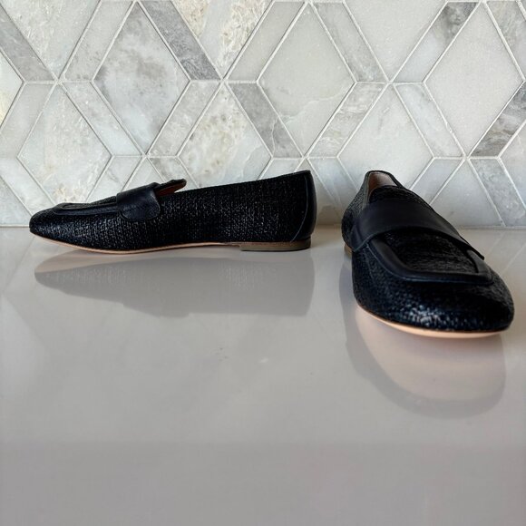 Attilio Giusti Leombruni Shoes - AGL Size 38.5-8.5 Blue Woven Flat Loafer Round Toe Sheryl Raffia Loafer Moccasin